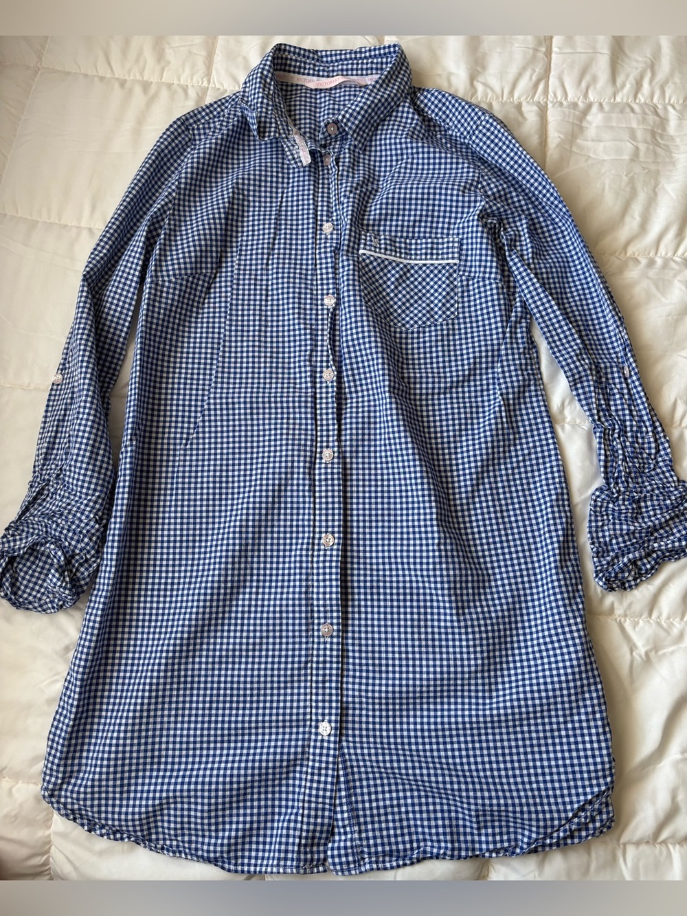 Victoria's Secret Navy and White Gingham Button-Down Shirt/Dress